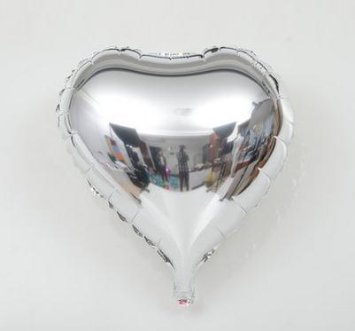 Silver Heart shaped 18" Foil Balloon ALL PARTY SUPPLIES Pretty UR Party
