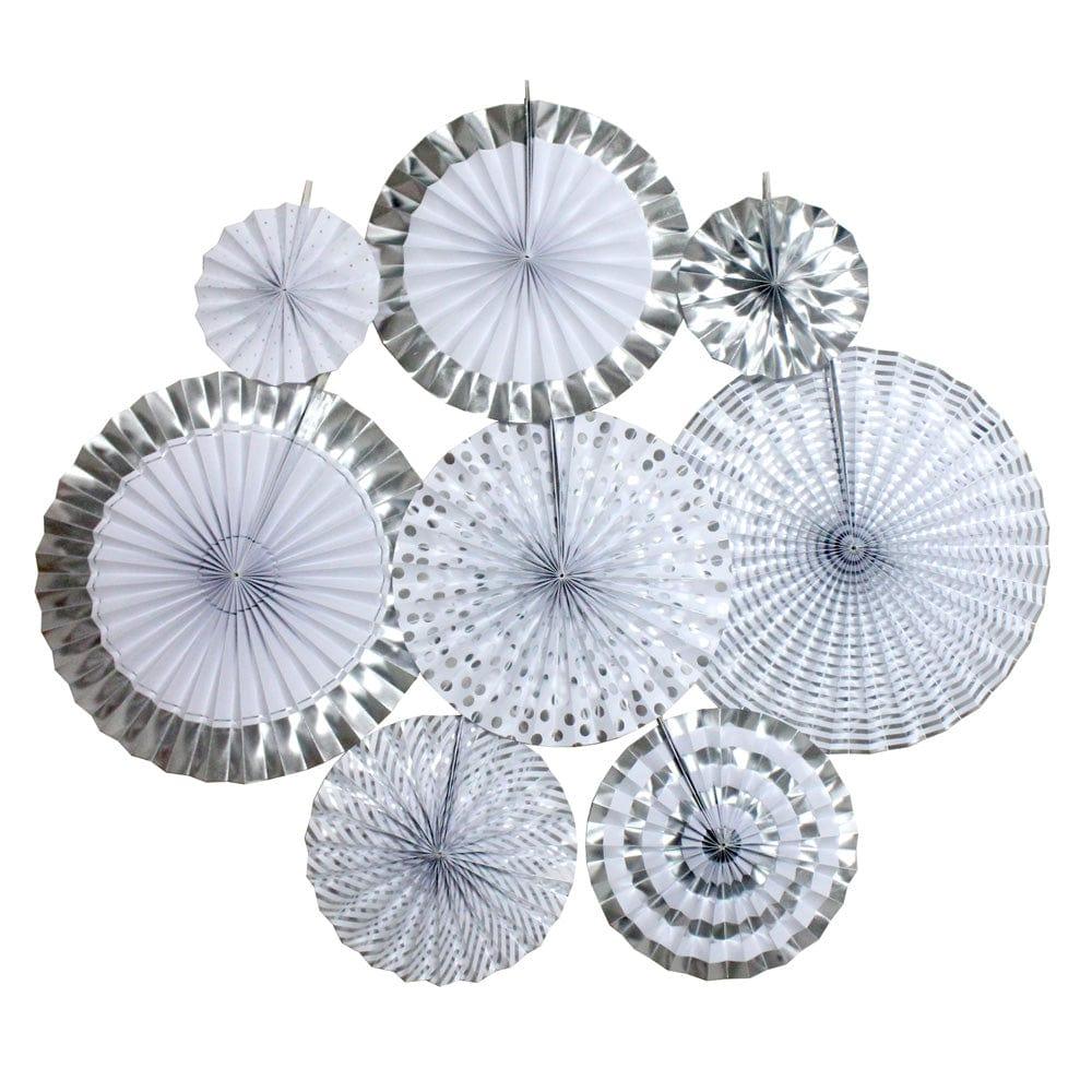 Silver Foil and Paper Fans ALL PARTY SUPPLIES Pretty UR Party