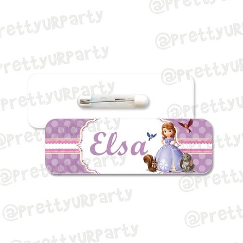 Sofia the first inspired Theme Badge / Name Tag PERSONALISED Pretty UR Party