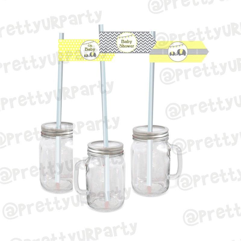 Elephant Baby shower Drink Straws BABY SHOWER Pretty UR Party