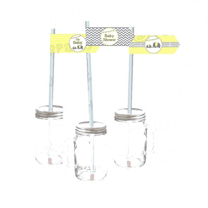 Elephant Baby shower Drink Straws
