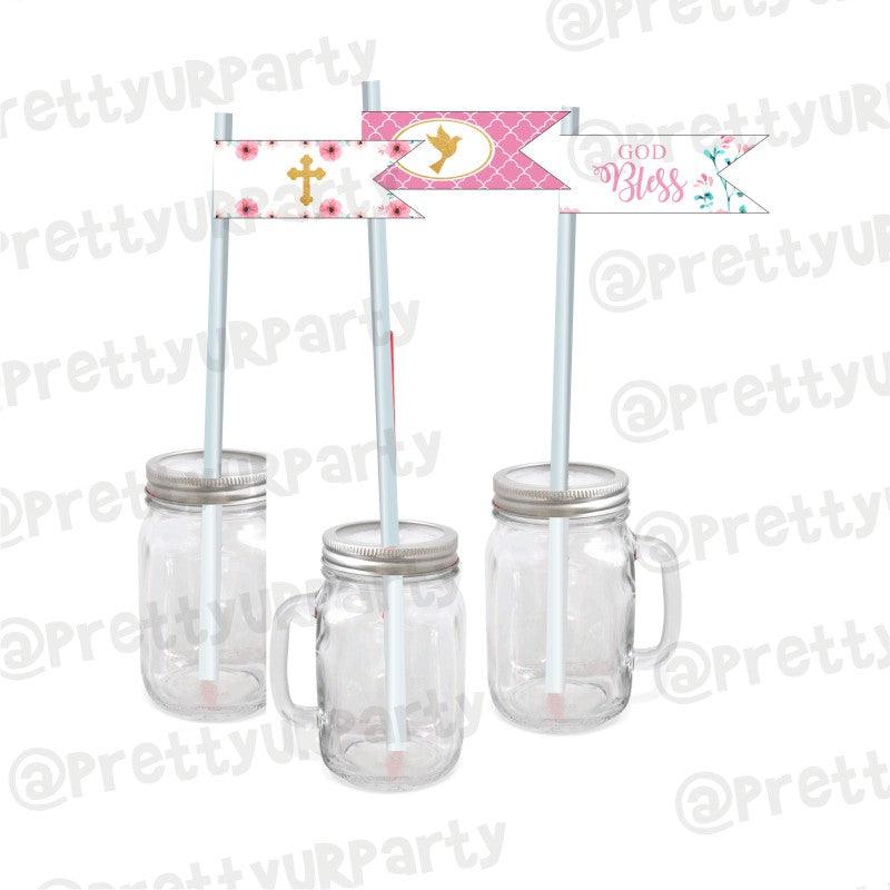 Baptism Pink Theme Drink Straws ALL PARTY SUPPLIES Pretty UR Party