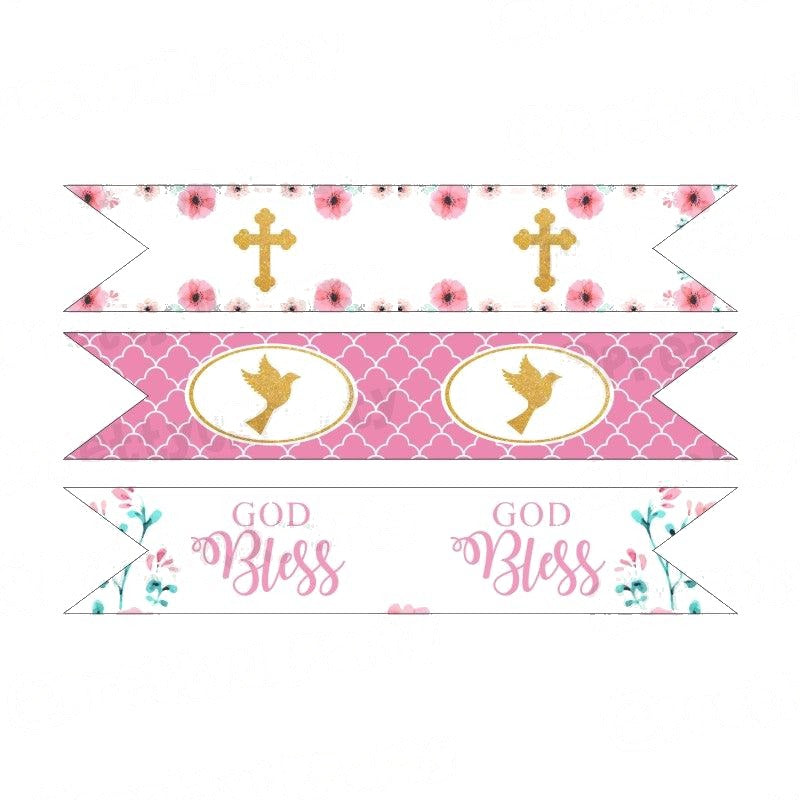 Baptism Pink Theme Drink Straws — image 2