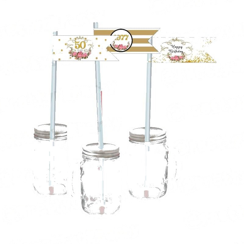 50th Birthday Theme Drink Straws — image 2