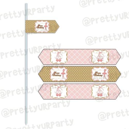 Pink and Gold Ballet Drink Straws THEME PARTIES Pretty UR Party