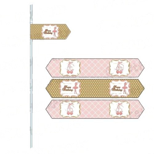 Pink and Gold Ballet Drink Straws