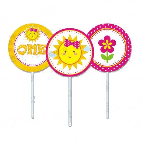 My little Sunshine 1st birthday Cupcake / Food Toppers