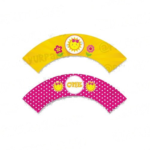 My little Sunshine 1st birthday Cupcake Wrappers