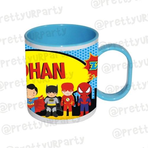 Personalised Inside Colour Superhero Mug THEME PARTIES Pretty UR Party