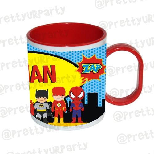 Personalised Inside Colour Superhero Mug THEME PARTIES Pretty UR Party