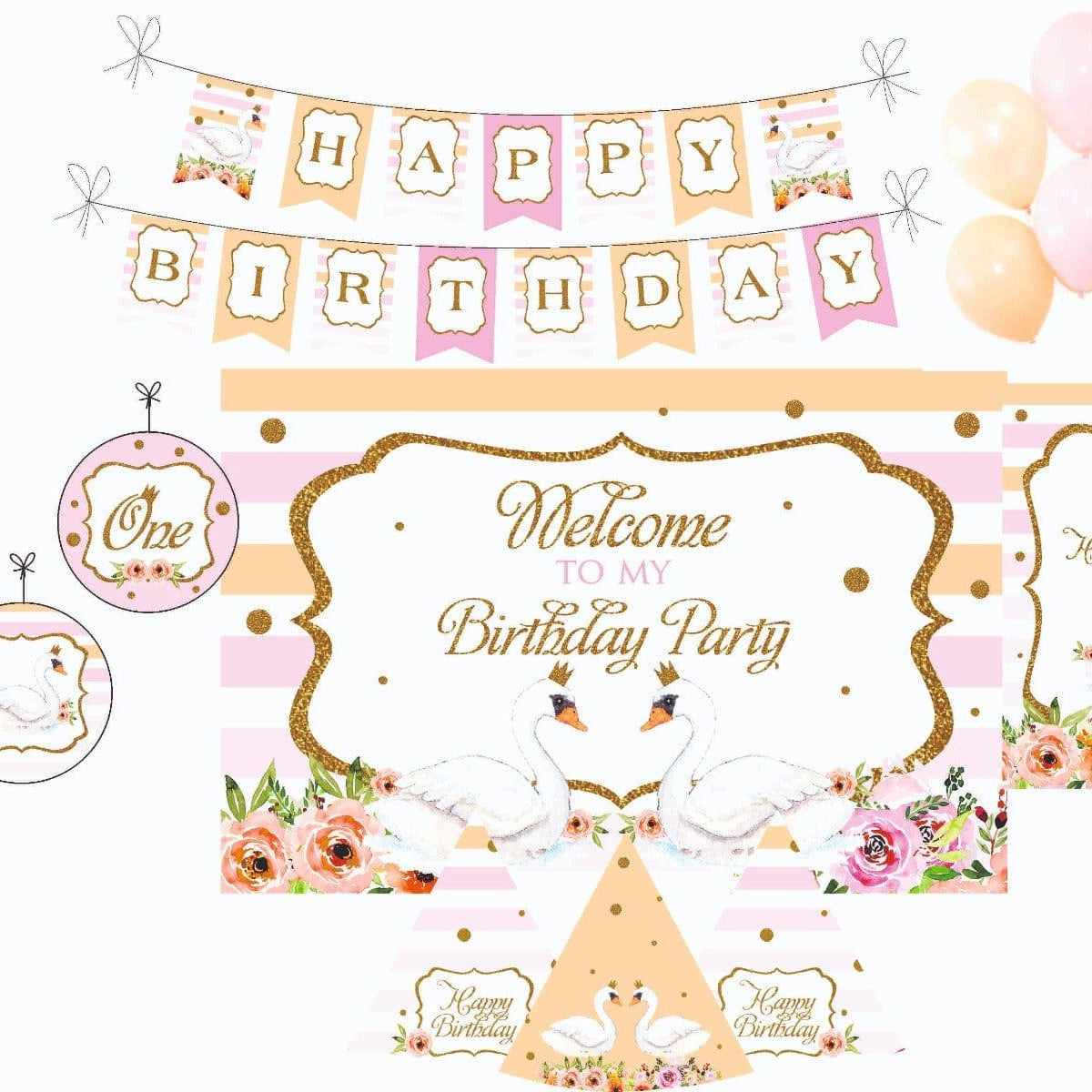 Swan Decorations Package - 70 pieces Combo BIRTHDAYS Pretty UR Party Default Title