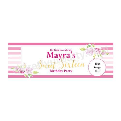 Personalized Sweet Sixteen Theme Banner 30in ALL PARTY SUPPLIES Pretty UR Party