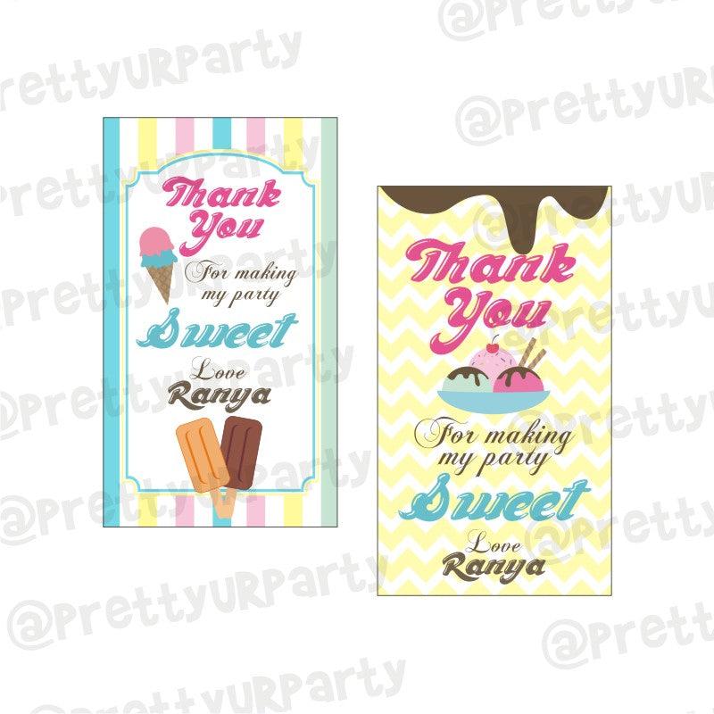 Ice Cream Theme Thank you Tags THEME PARTIES Pretty UR Party
