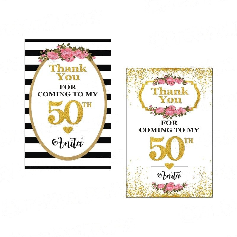 50th Birthday Theme Thank you Tags