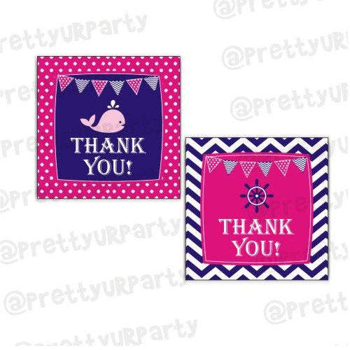 Girly Nautical Thank you Tags THEME PARTIES Pretty UR Party Default Title