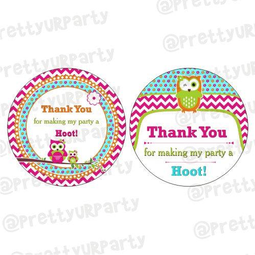 Girly Owl Thank you Tags THEME PARTIES Pretty UR Party Default Title
