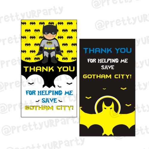 Batman Inspired Thankyou Cards THEME PARTIES Pretty UR Party Thank you Ready Made