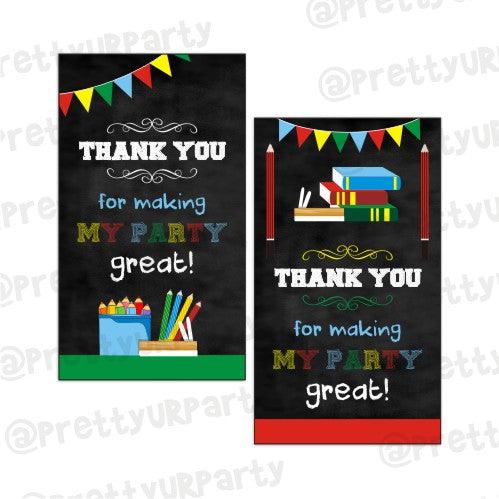 Back to School Thank you Tags THEME PARTIES Pretty UR Party Default Title