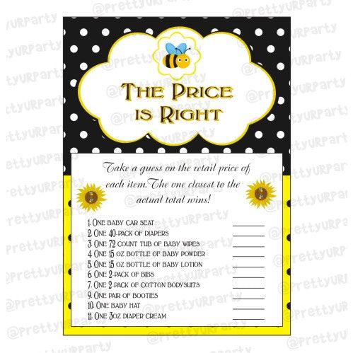 Mom to Bee The price is right Game BABY SHOWER Pretty UR Party