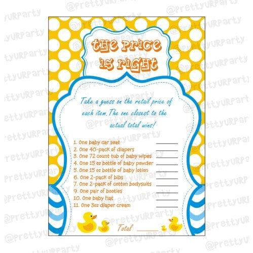 Rubber duck The price is right Game BABY SHOWER Pretty UR Party