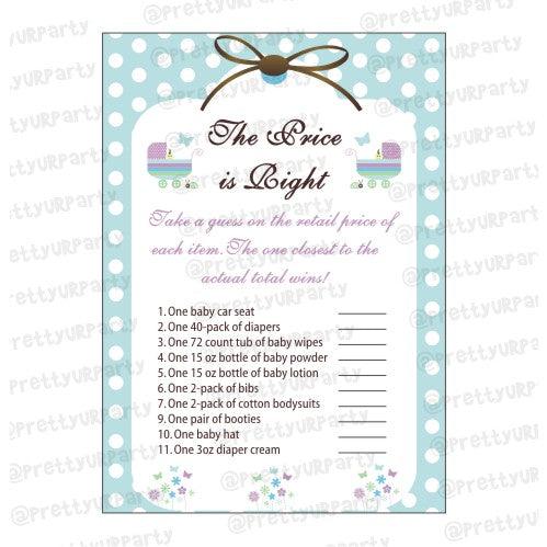 Blue & purple The price is right Game BABY SHOWER Pretty UR Party
