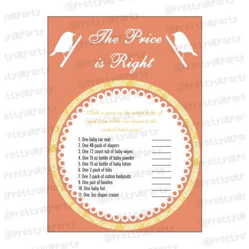 Little Bird The price is right Game BABY SHOWER Pretty UR Party