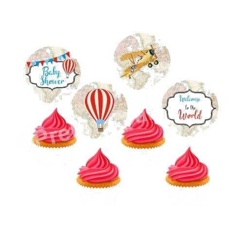Travel Baby Shower Cupcake Toppers