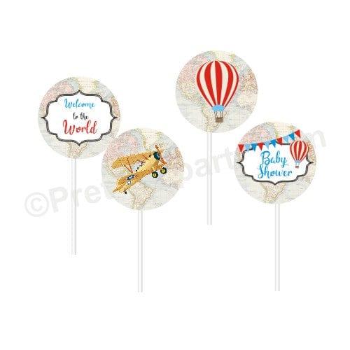 Travel Baby Shower Cupcake Toppers BABY SHOWER Pretty UR Party