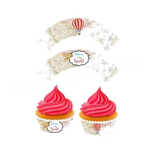 Travel Baby Shower Cupcake Wrappers