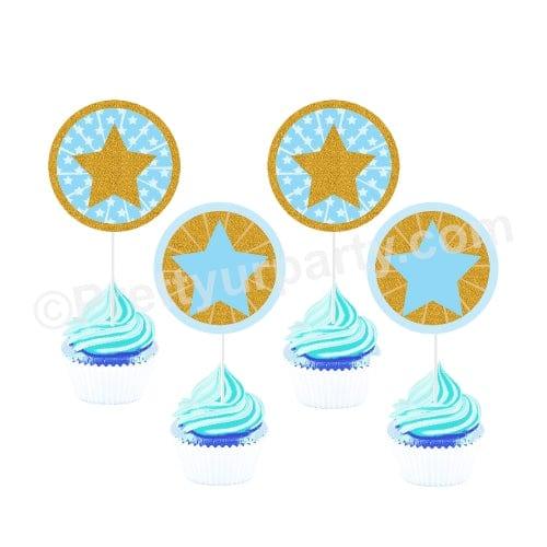 Twinkle Twinkle Little Star Boy Handcrafted Cupcake Toppers THEME PARTIES Pretty UR Party