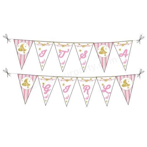 Twinkle Girl It's a Girl Bunting BABY SHOWER Pretty UR Party Default Title