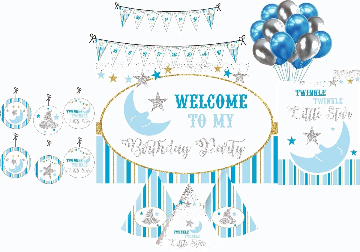 Twinkle Twinkle Little Star Boy Decorations Package - 70 pieces Combo