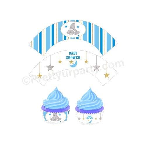 Twinkle Boy Baby Shower Cupcake Wrappers BABY SHOWER Pretty UR Party Default Title