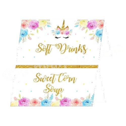 Unicorn Baby Shower Food Labels / Buffet Table Cards