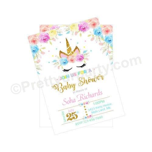 Unicorn Baby Shower Invitations BABY SHOWER Pretty UR Party