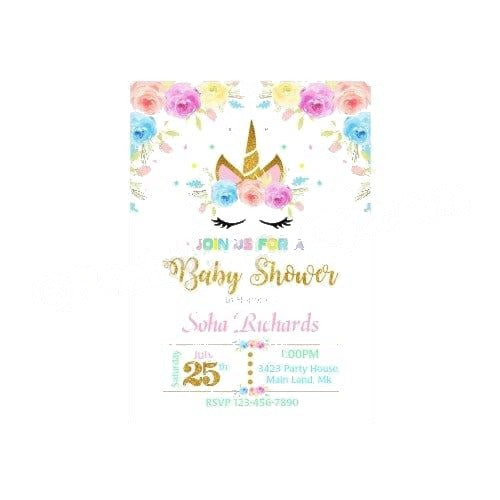 Unicorn Baby Shower Invitations