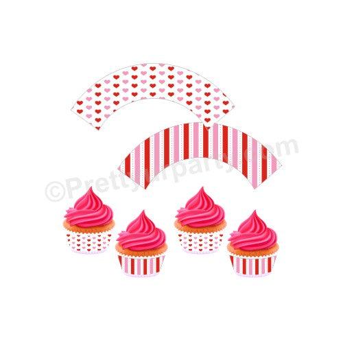 Hearts and Stripes Valentines Day Theme Cupcake Wrappers ALL PARTY SUPPLIES Pretty UR Party Default Title