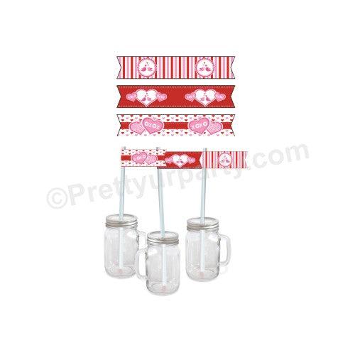 Hearts and Stripes Valentines Day Theme Drink Straws ALL PARTY SUPPLIES Pretty UR Party