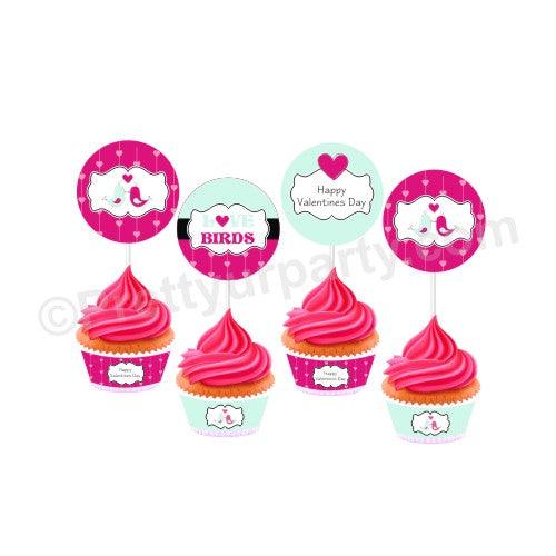 Love Birds Valentines Theme Cupcake / Food Toppers ALL PARTY SUPPLIES Pretty UR Party
