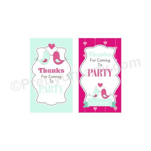 Love Birds Valentines Theme Thank you Tags ALL PARTY SUPPLIES Pretty UR Party Default Title