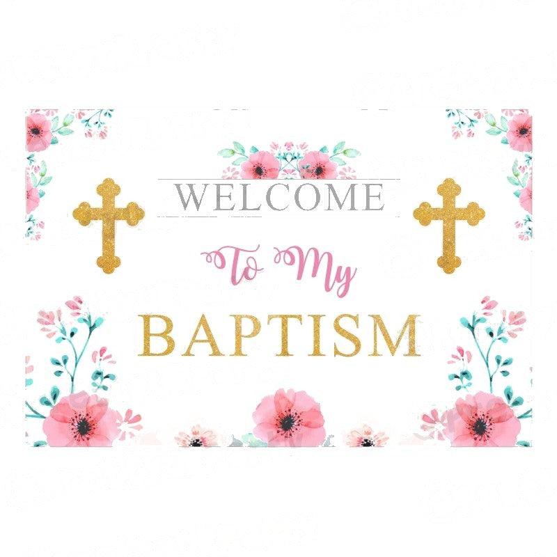 Baptism Pink Theme Entrance Banner / Door Sign