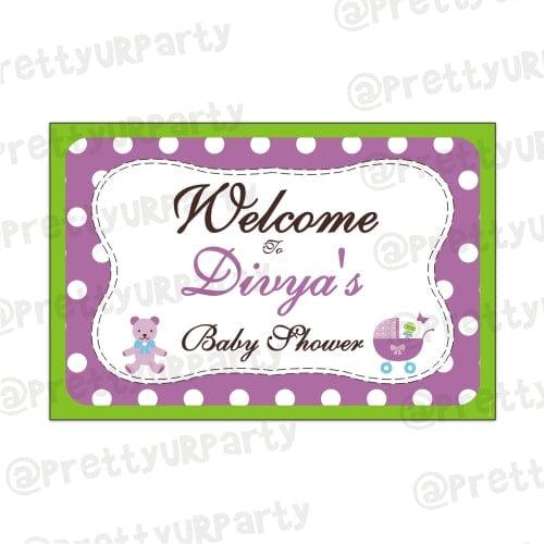 Purple and Green Entrance Banner / Door Sign BABY SHOWER Pretty UR Party Default Title