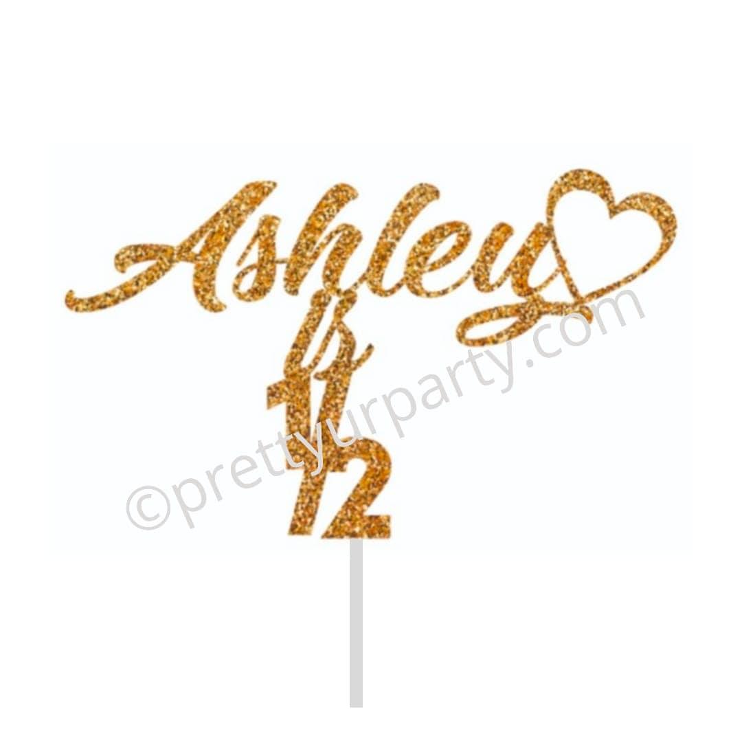 Personalized Cake Topper Design 2 HANDCRAFTED Pretty UR Party Card Stock Glitter Paper