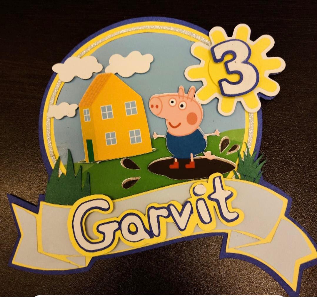 George Pig Cake Topper HANDCRAFTED Pretty UR Party