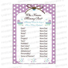Blue & purple Who knows Mommy Best Game BABY SHOWER Pretty UR Party