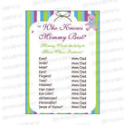 Green & Purple Who knows Mommy Best Game BABY SHOWER Pretty UR Party