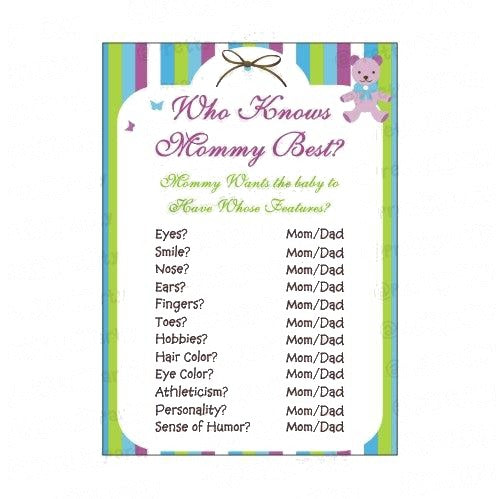 Green & Purple Who knows Mommy Best Game