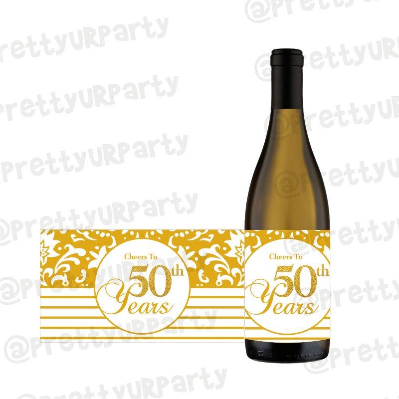50th Anniversary Champagne / Wine Label ALL PARTY SUPPLIES Pretty UR Party