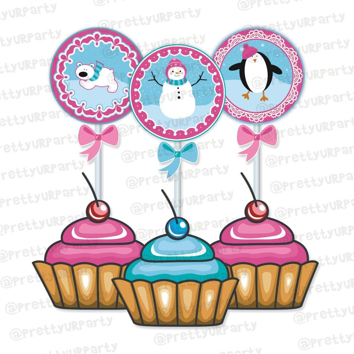 Winter Wonderland Theme Cupcake Toppers THEME PARTIES Pretty UR Party