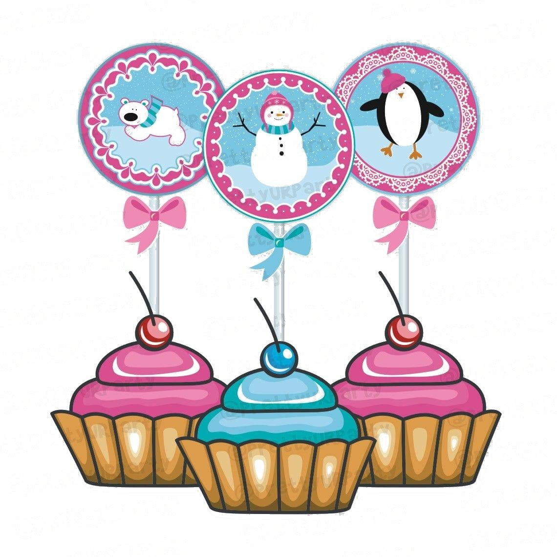 Winter Wonderland Theme Cupcake Toppers — image 2